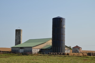 A large silage bag filled and sealed in a rural farm setting.