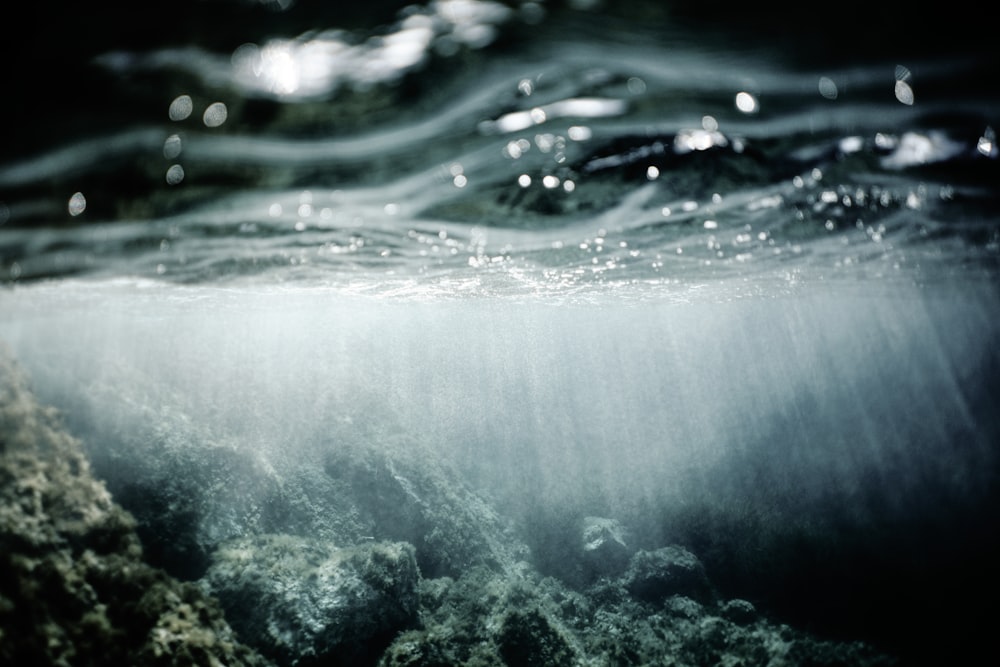 water splash on rocky shore