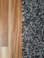 Before and after comparison of a carpet cleaning process.