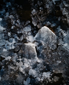 gray and white stone fragments