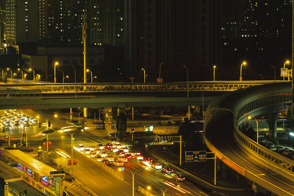 cars on road during night time