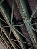 Close-up of rusted metal structures highlighting the industrial archaeology details.