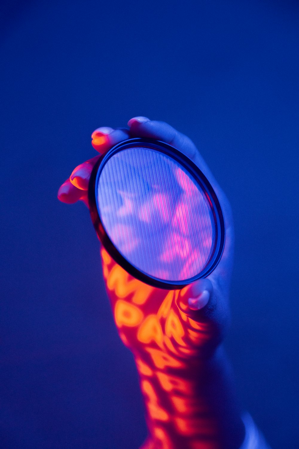 orange and blue round light