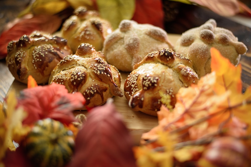 brown and white bread on brown wooden table