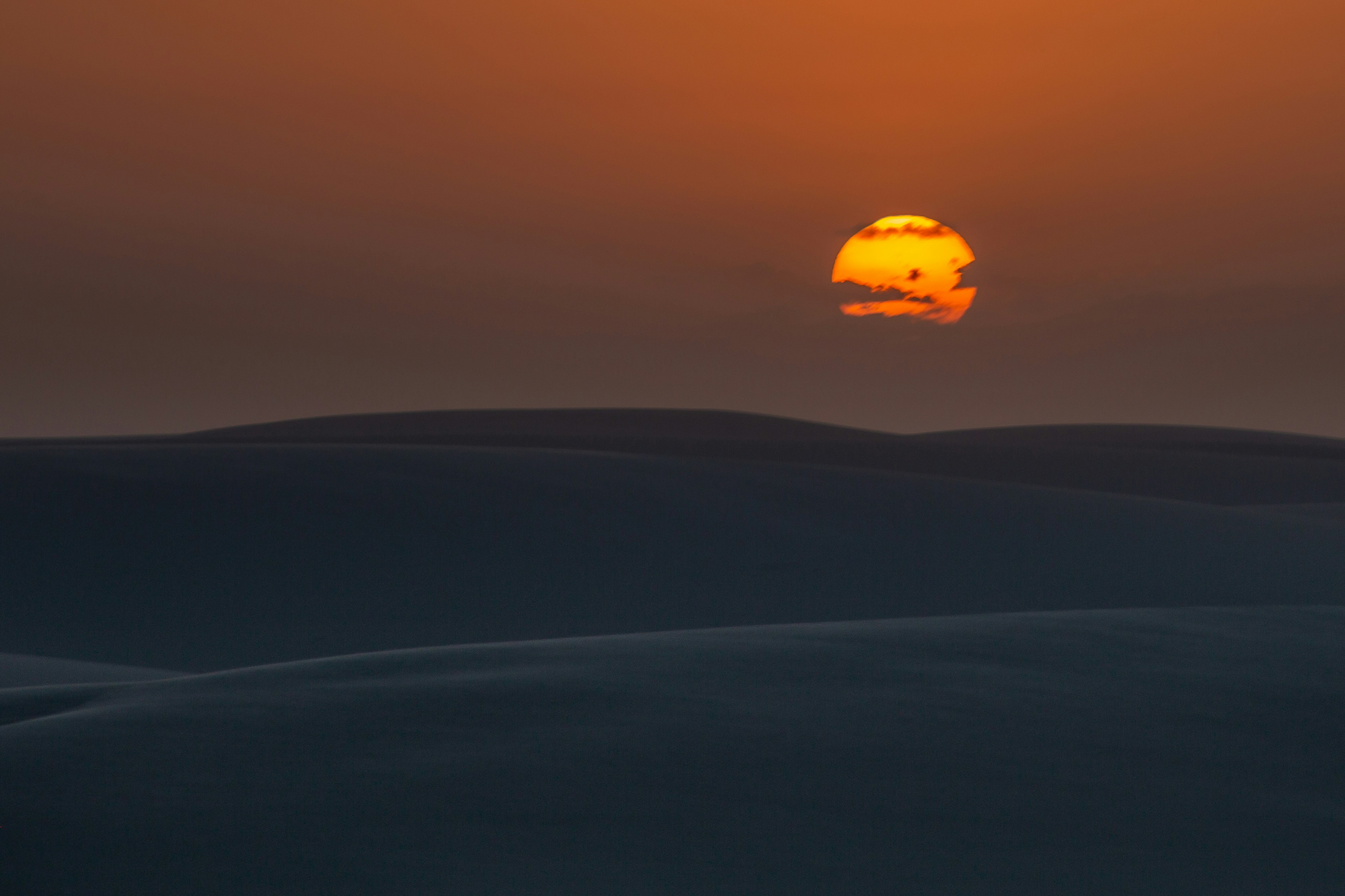 silhouette of person on desert during sunset