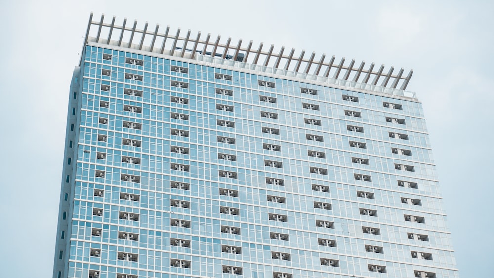 white and blue concrete building