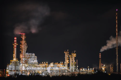 city skyline during night time