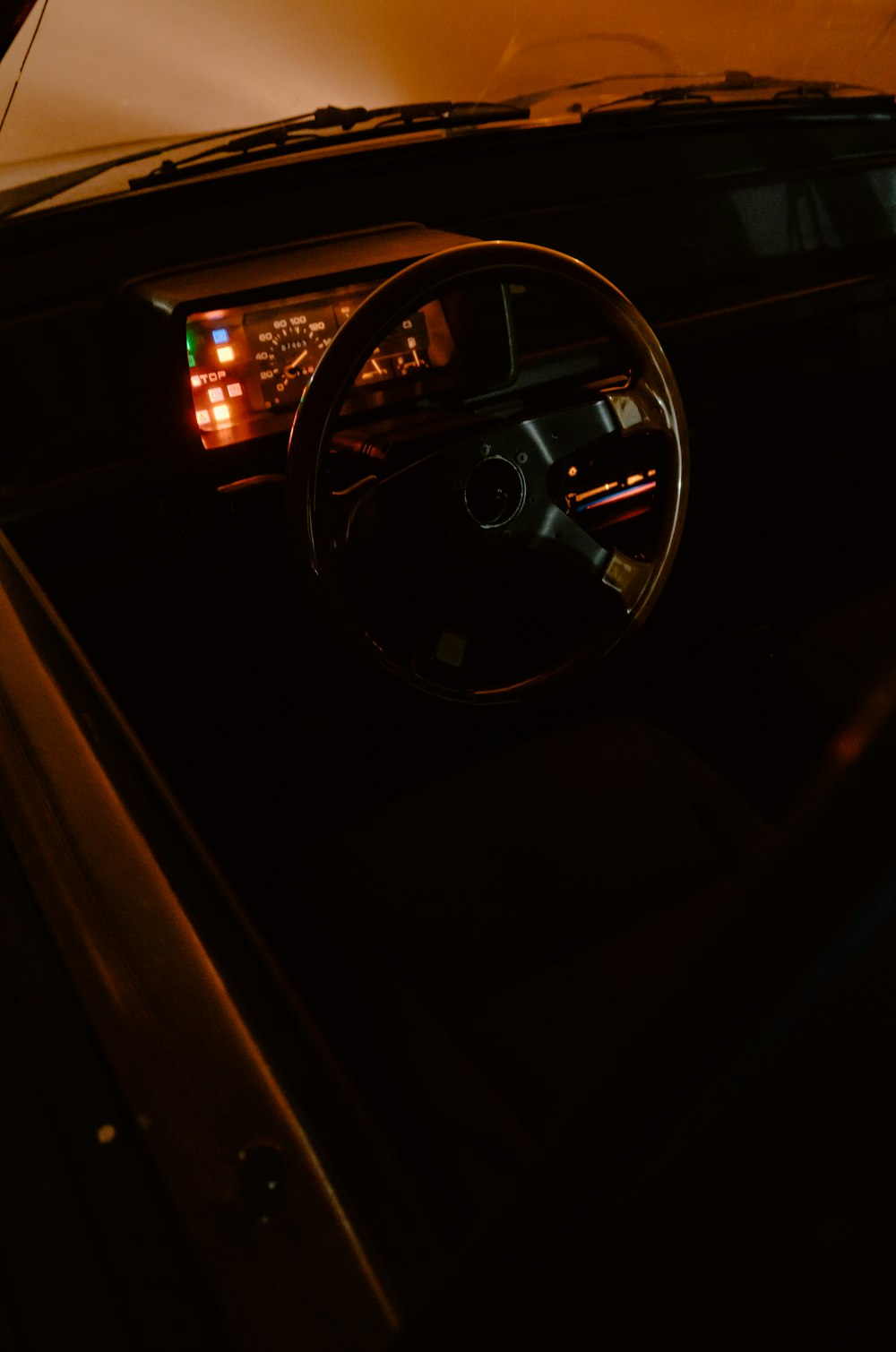 black and silver steering wheel