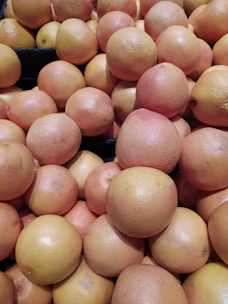 A selection of grapefruits arranged neatly in the storage area.