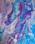 green orange and blue abstract painting