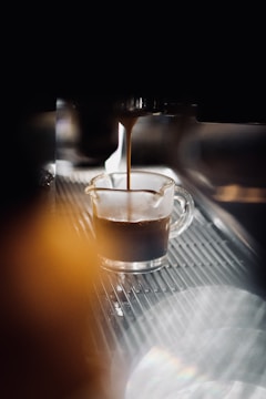 Close-up of a perfectly brewed espresso shot.