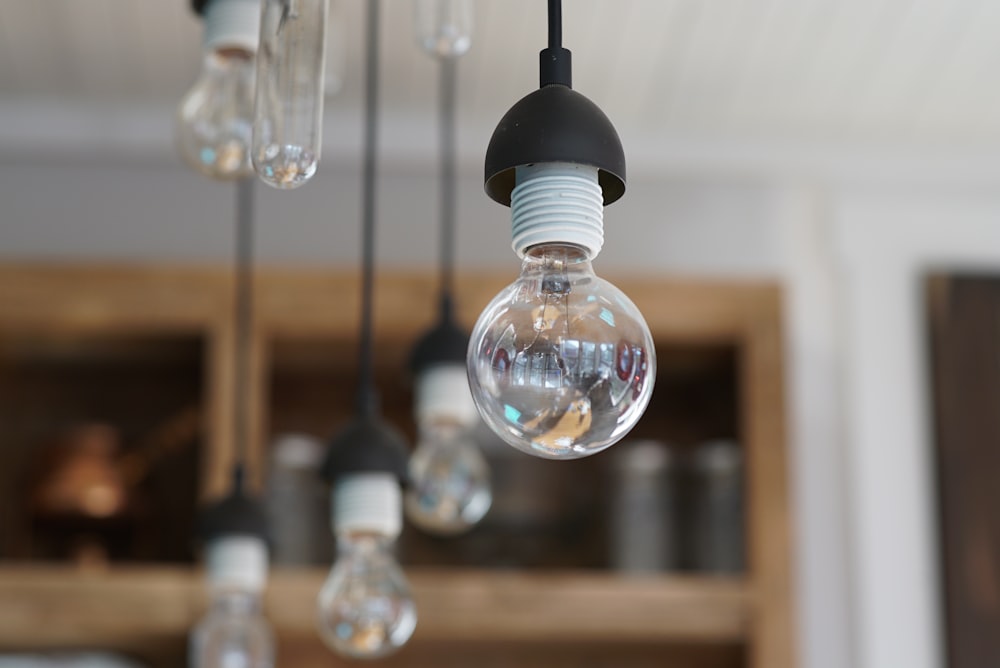 clear glass pendant lamp turned off