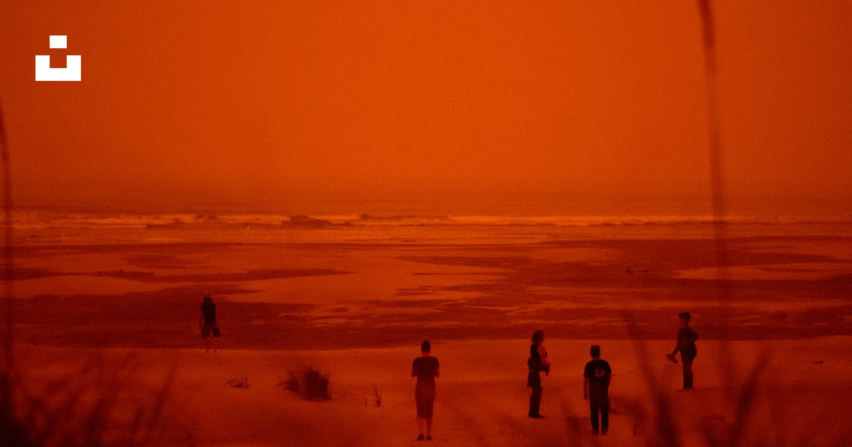 Foto Silueta de la gente en la playa durante la puesta del sol Imagen Foto Silueta de la gente en la playa durante la puesta del sol Imagen