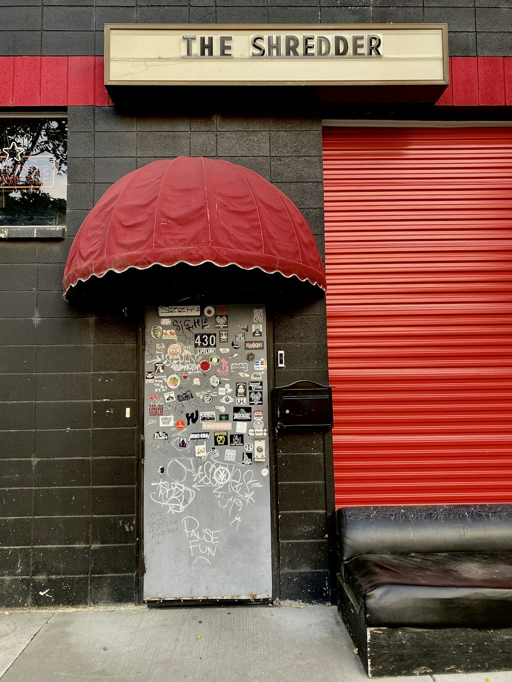 red and black roll up door