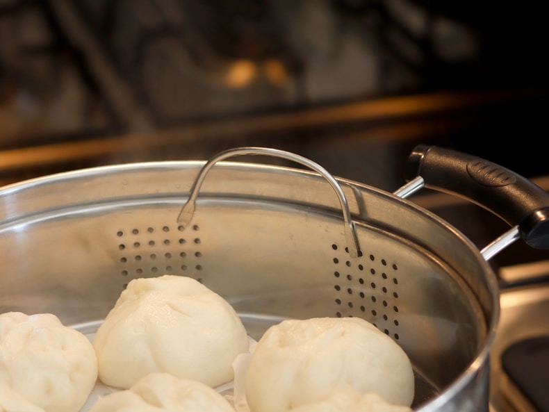 white bread on stainless steel strainer