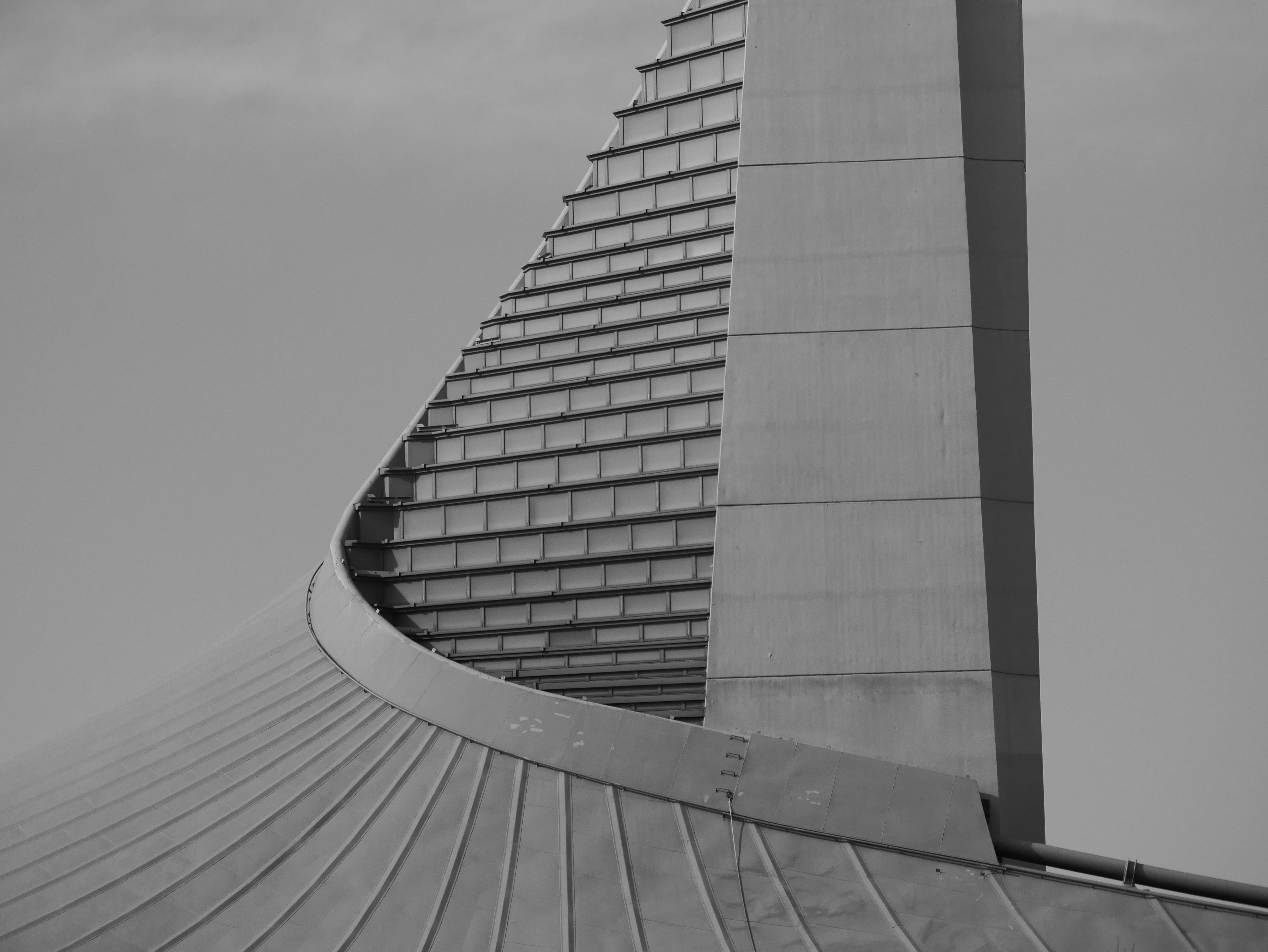 grayscale photo of concrete building