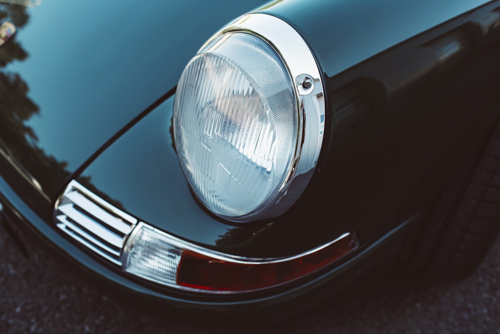 red car with silver headlight