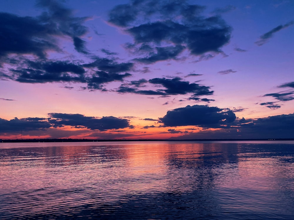 body of water under cloudy sky during sunset