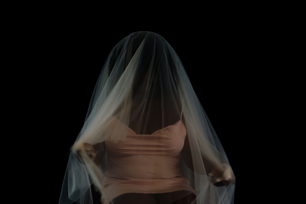 woman in white sheer veil