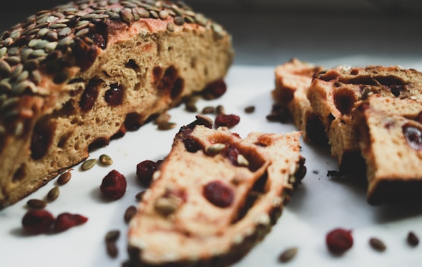 brown bread on white ceramic plate