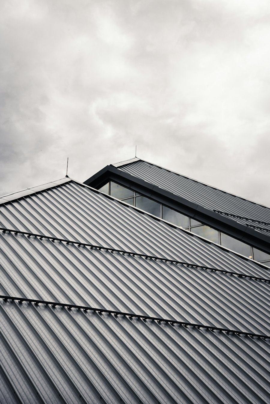 Standing-seam metal roof on a large industrial building