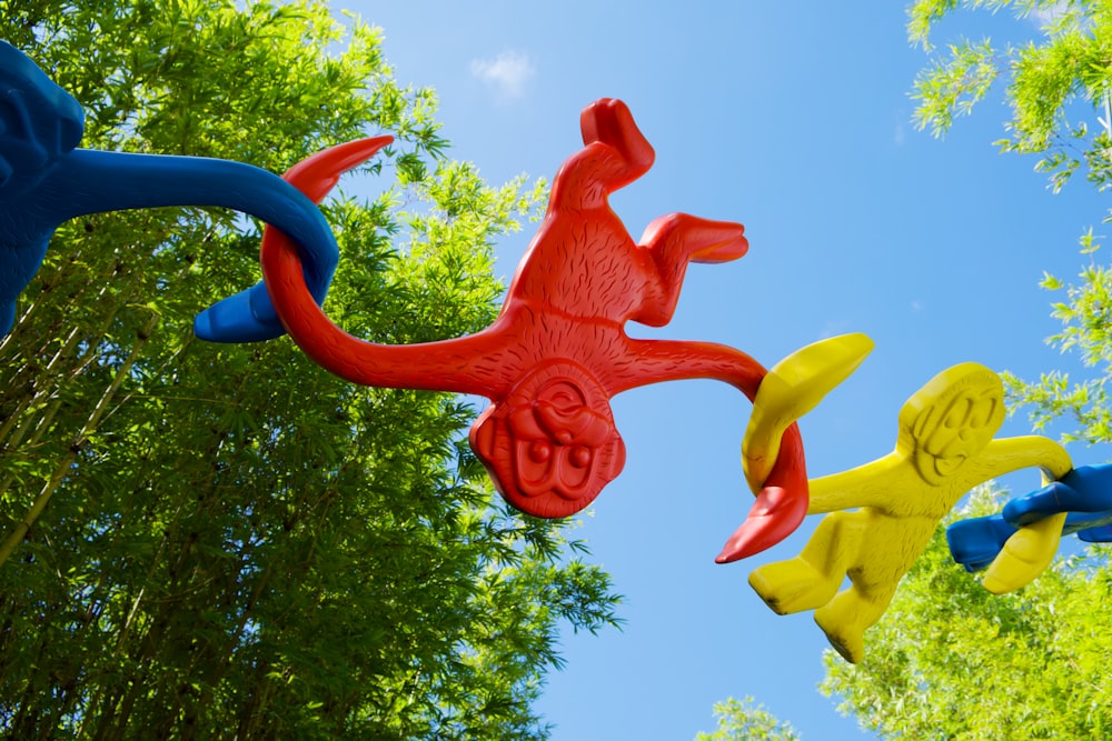 red and yellow dragon statue