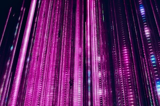 purple and black window curtain