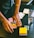 A close-up of various colorful adhesive labels on a desk.