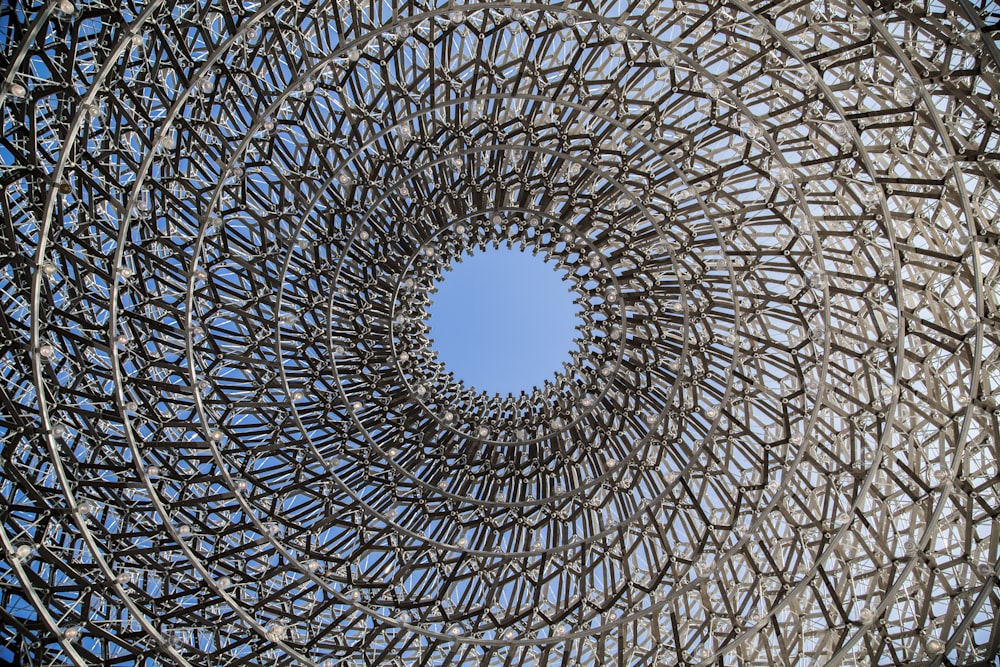 low angle photography of round glass building