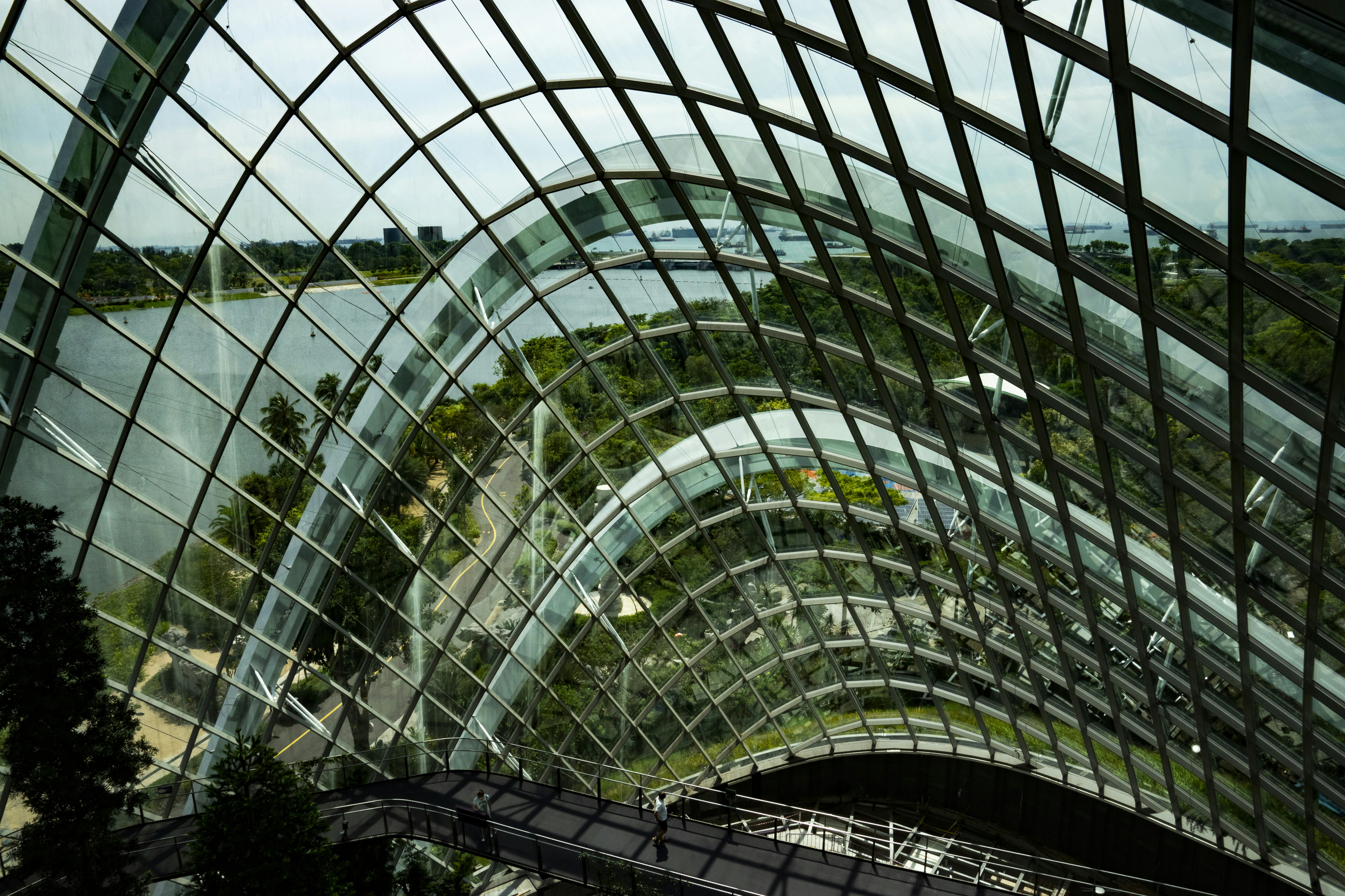 green metal frame inside building