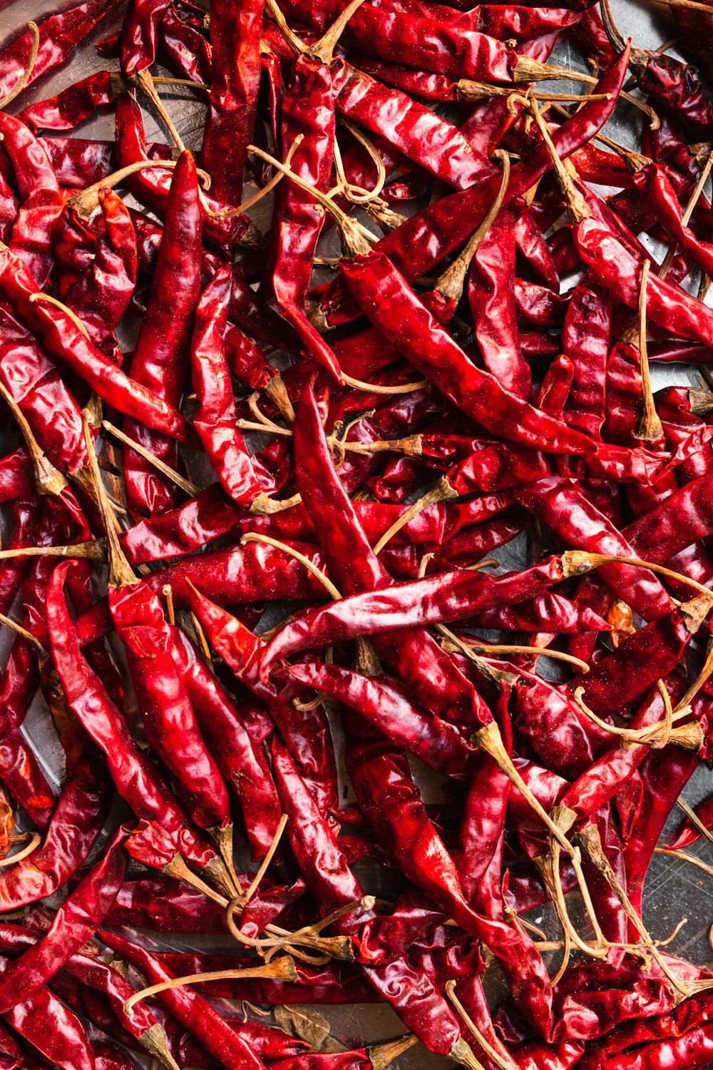 Lotto di peperoncino rosso a terra