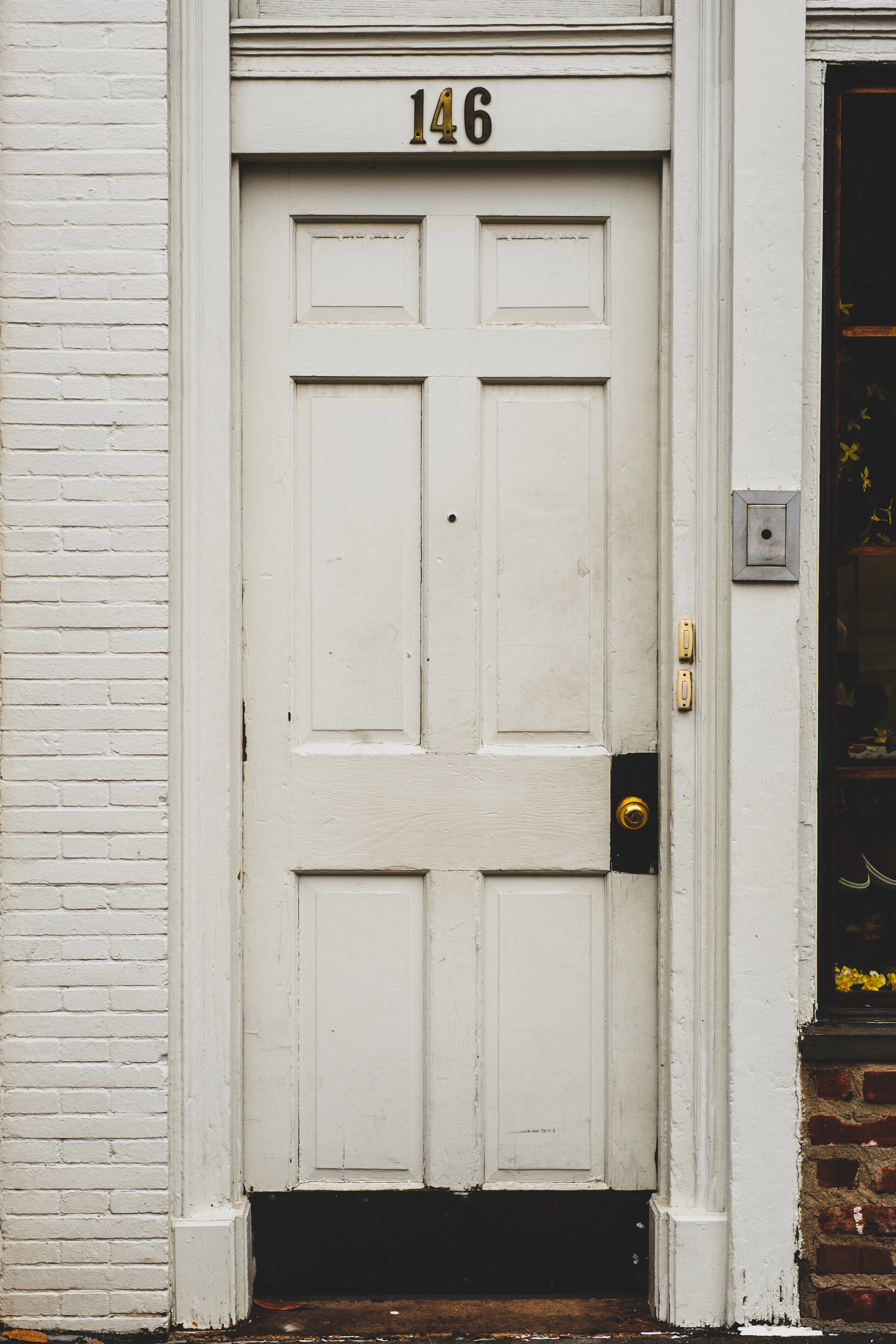 White door in a black frame
