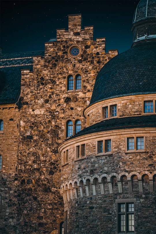 brown brick building with green plants in Örebro Castle Sweden