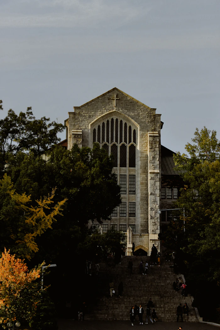 Brick university building near trees in Gyeonggi Province