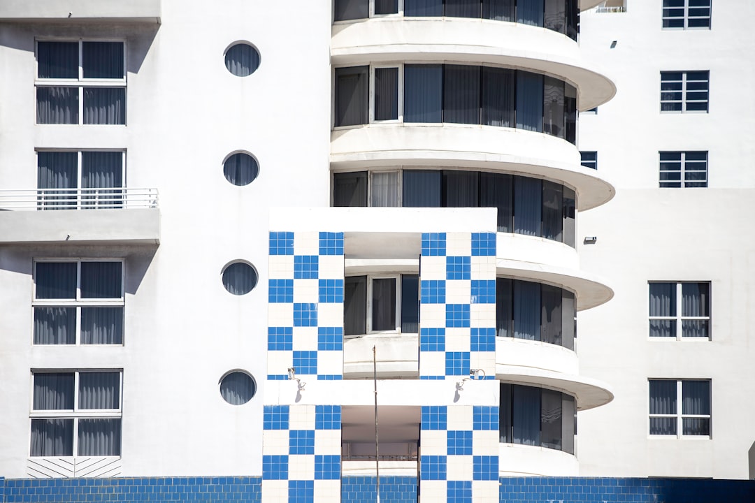 white and blue concrete building