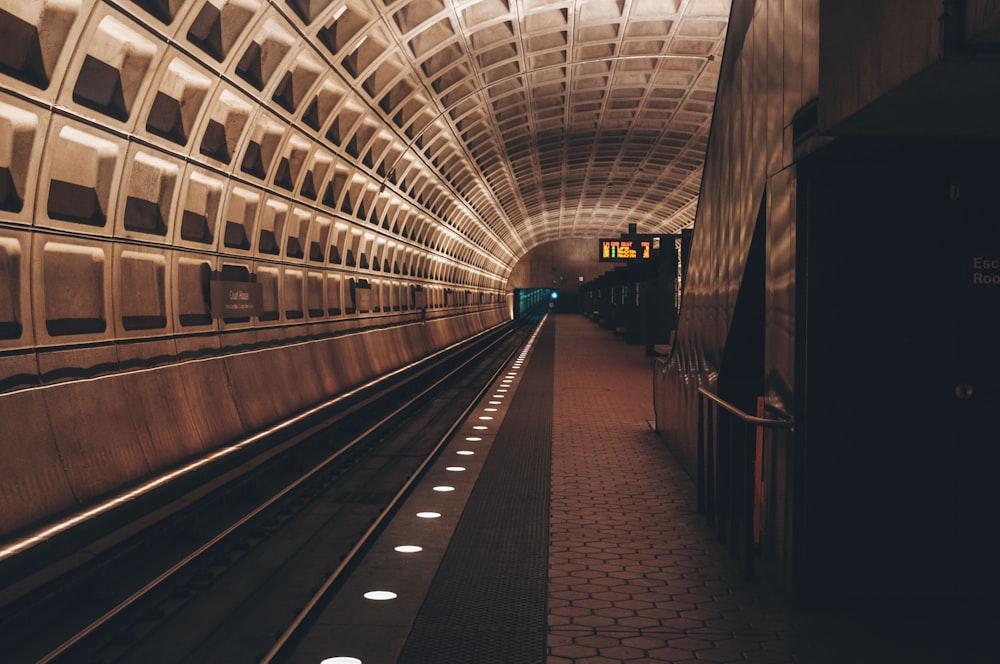 brown and white train station