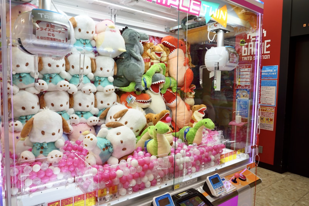 white and pink bear plush toys