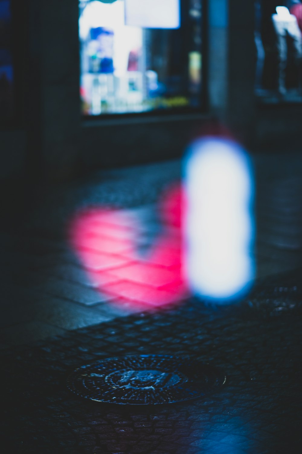 red and white round light