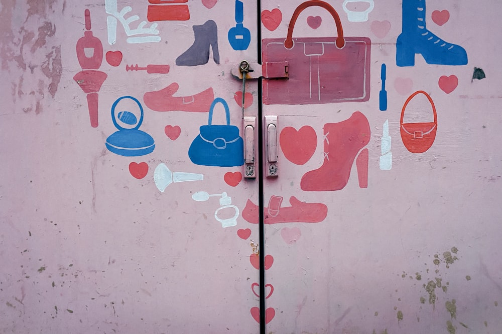 red and blue metal door