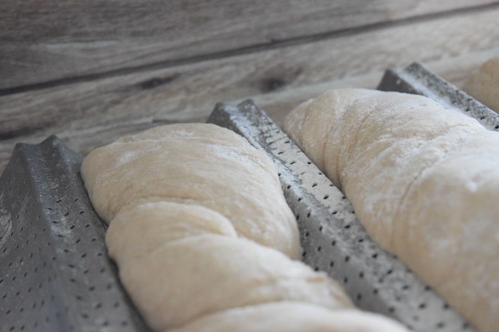 bread on stainless steel tray