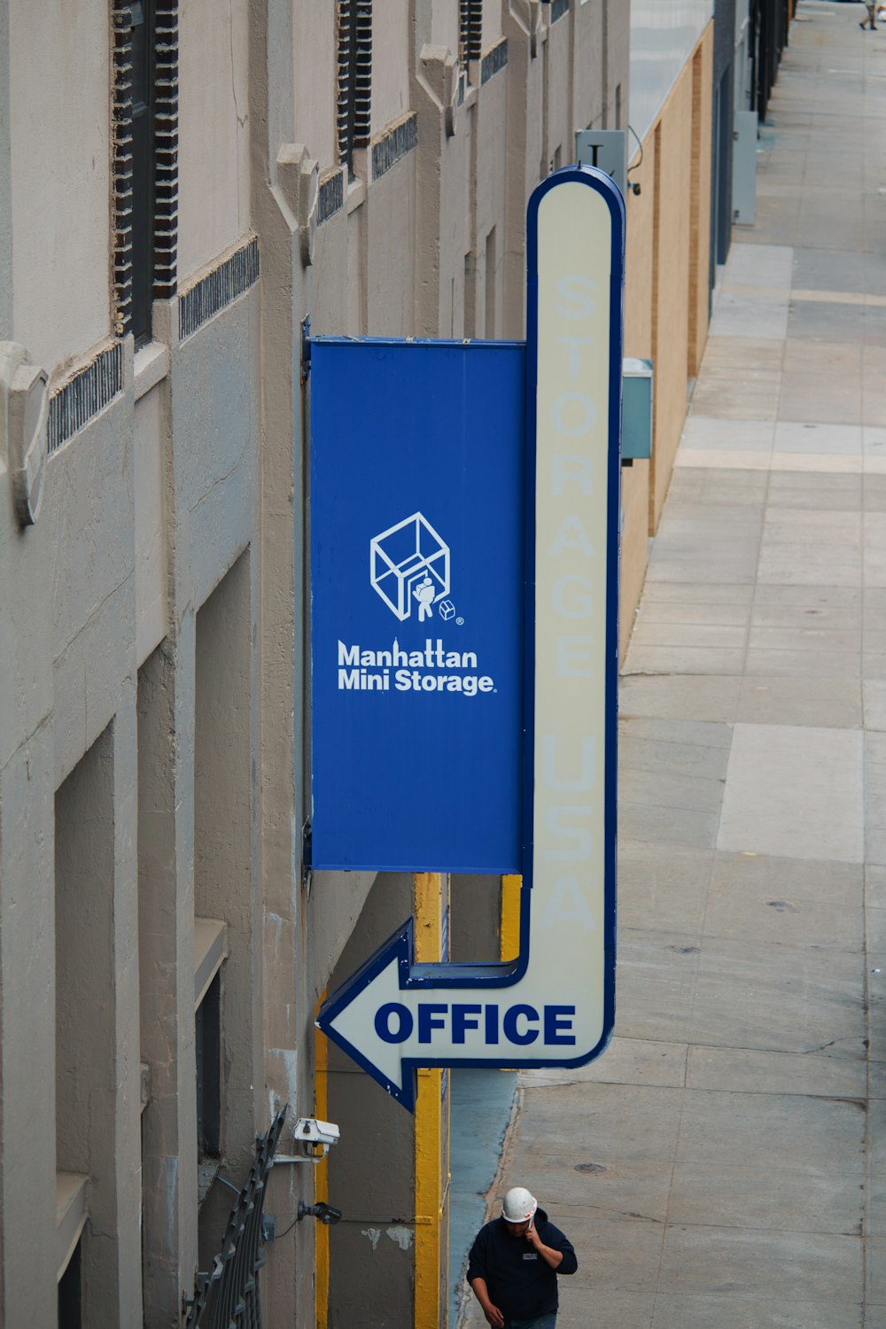 blue and white sign board