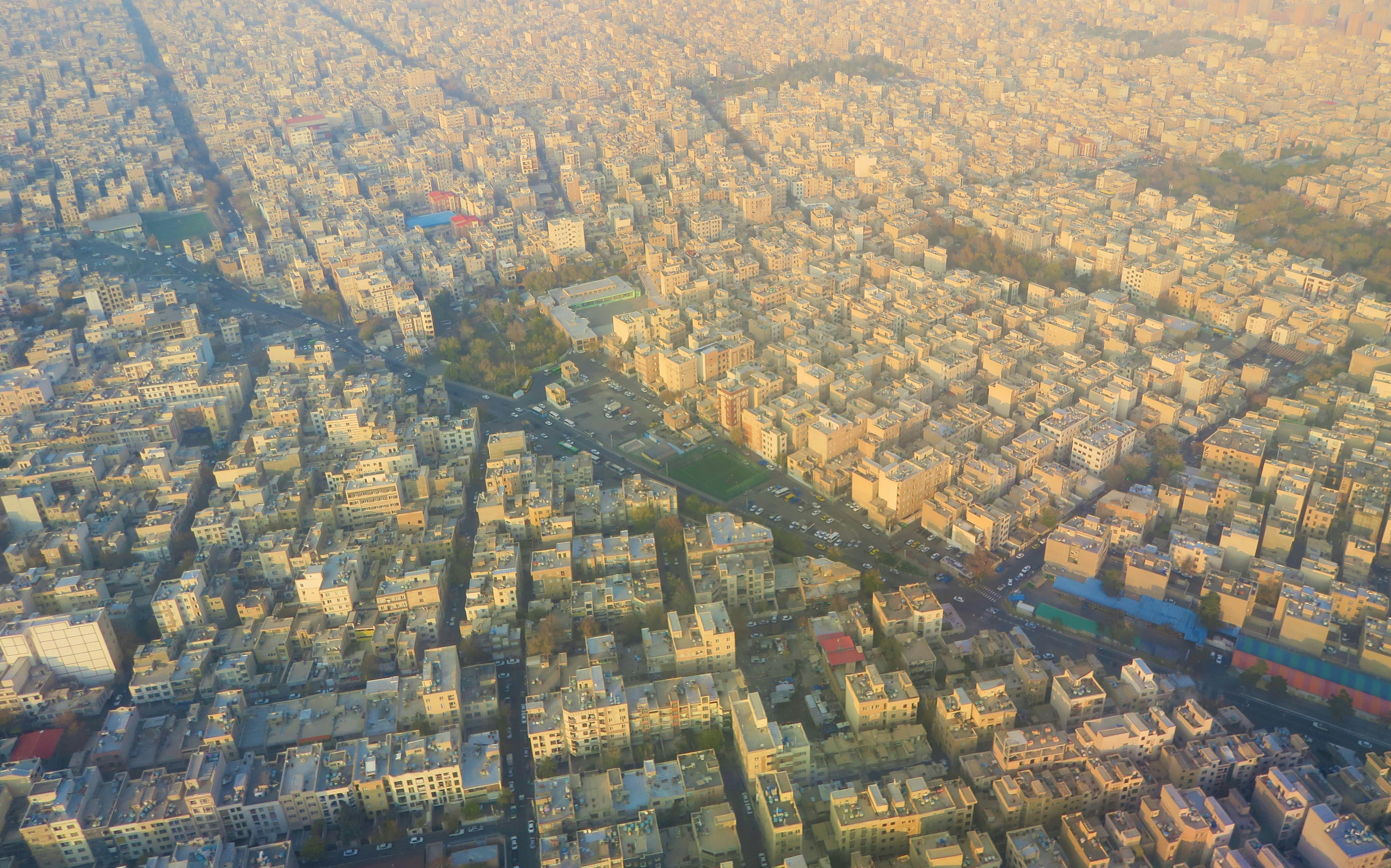 Aerial view of city buildings