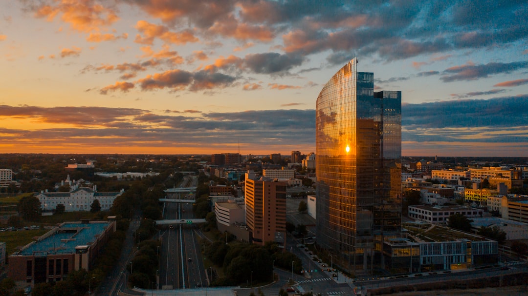 high rise building during sunset