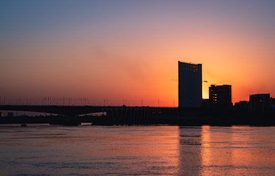 silhouette of building during sunset in Karun River Iran