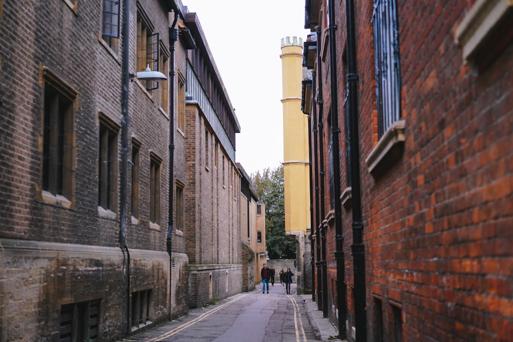 empty street in between of brown concrete buildings during daytime