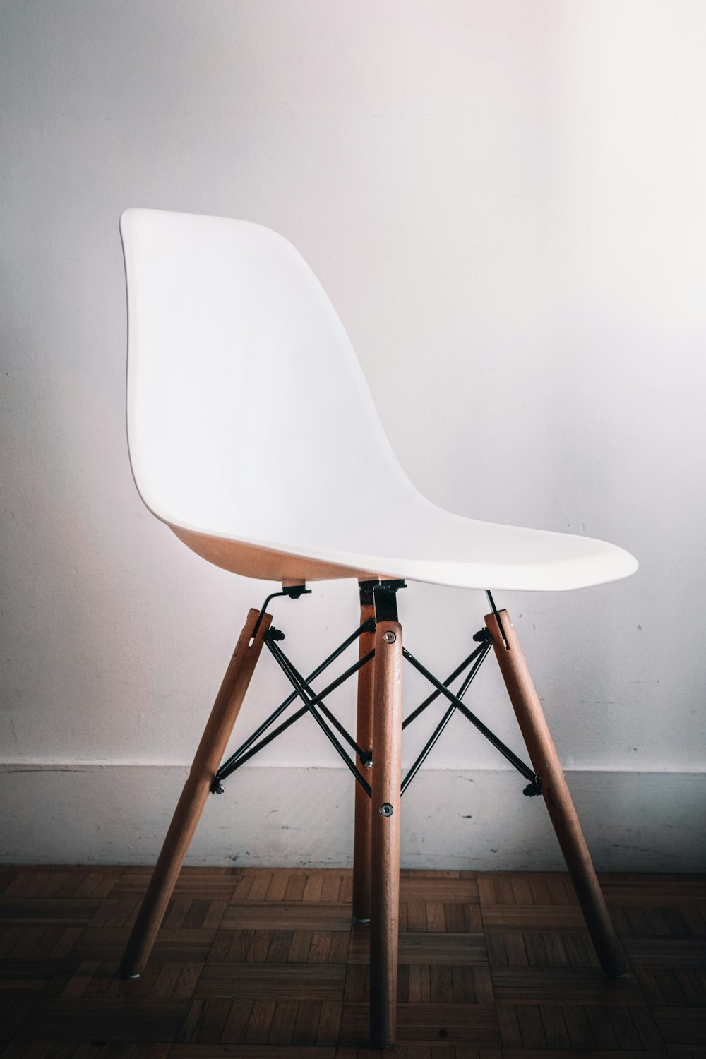 white and brown wooden chair