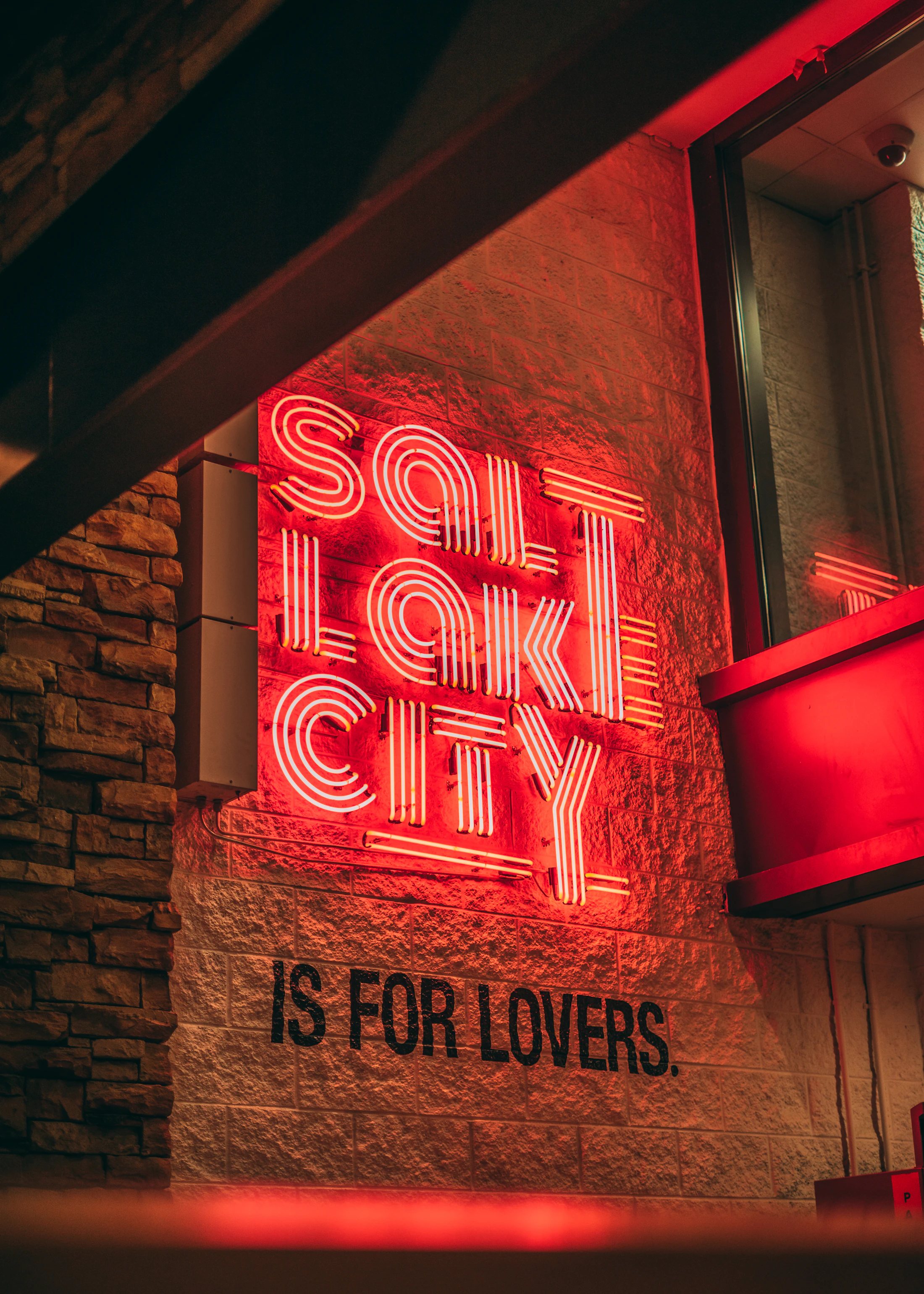 Neon sign reading Salt Lake City is for lovers