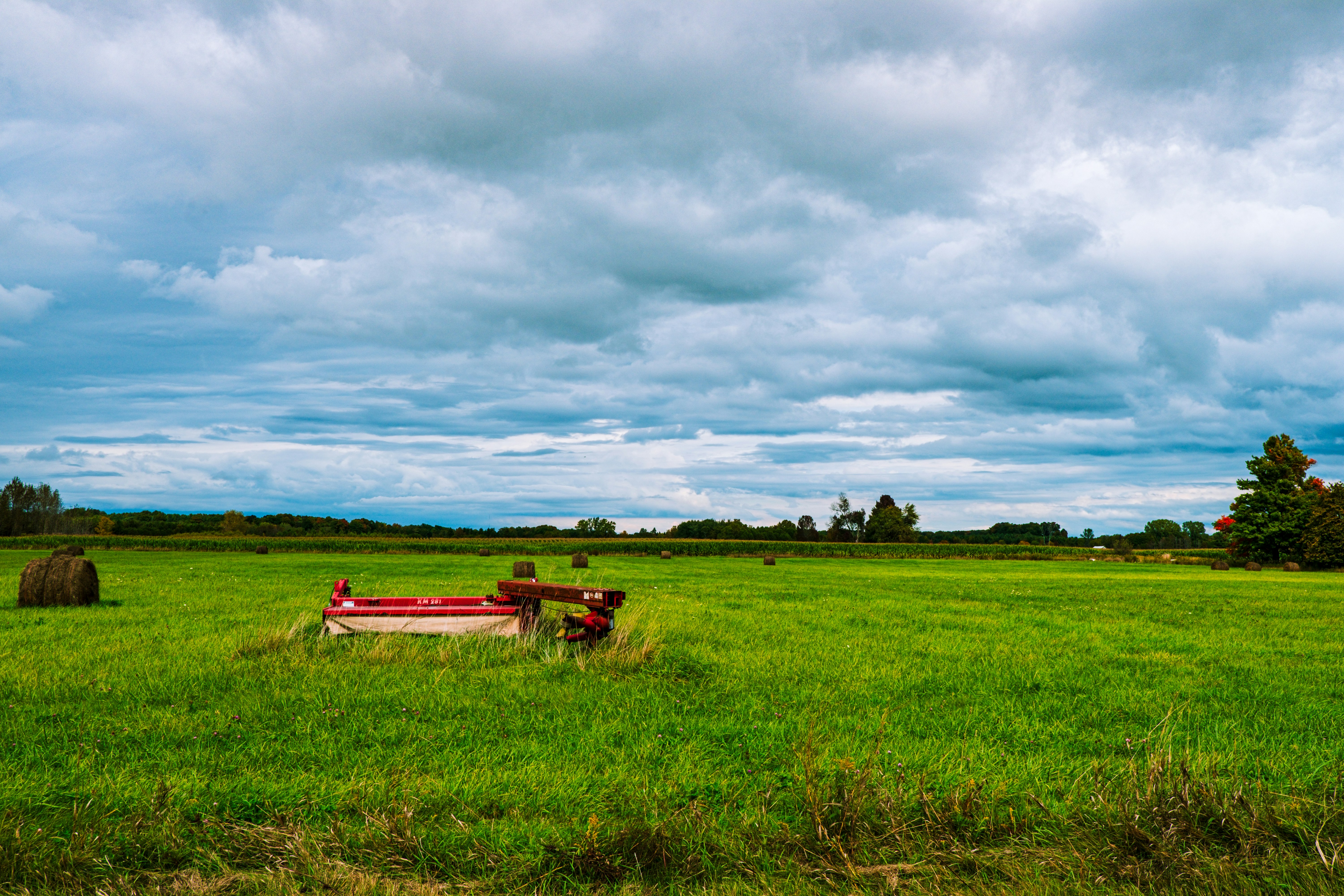 red and brown boat on green grass field under cloudy sky during daytime