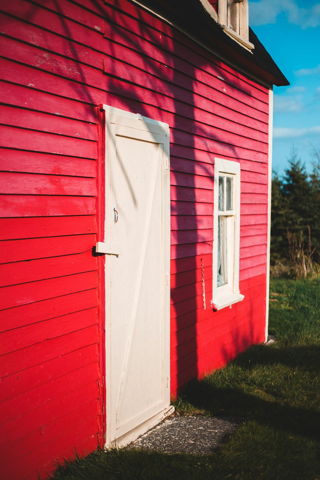 red and white wooden house