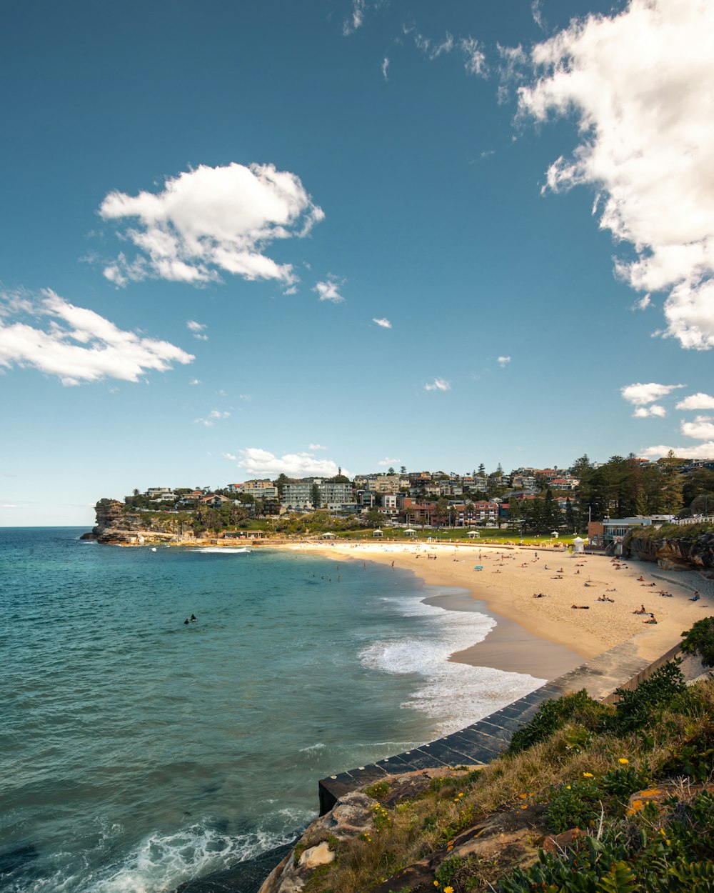 white and blue sky over the beach